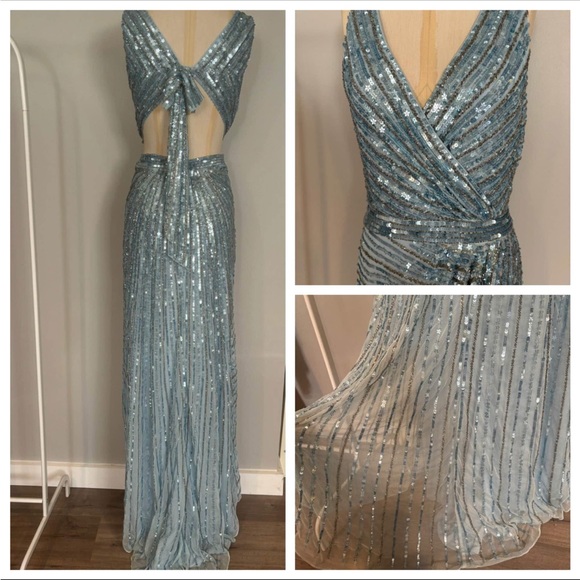 Mac Duggal Ice Blue 🧊 Sequin Gown - Picture 2 of 8